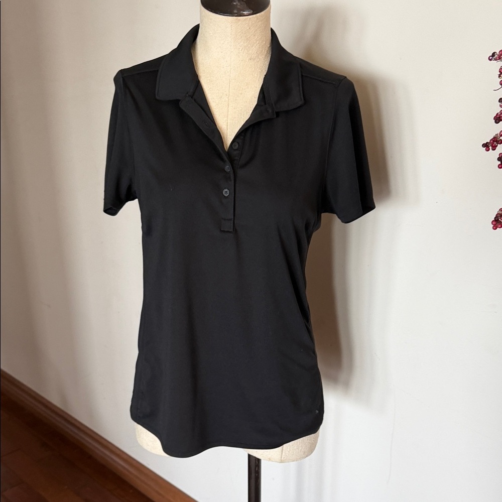 Women’s M Puma Black Short-Sleeve Polo Tee